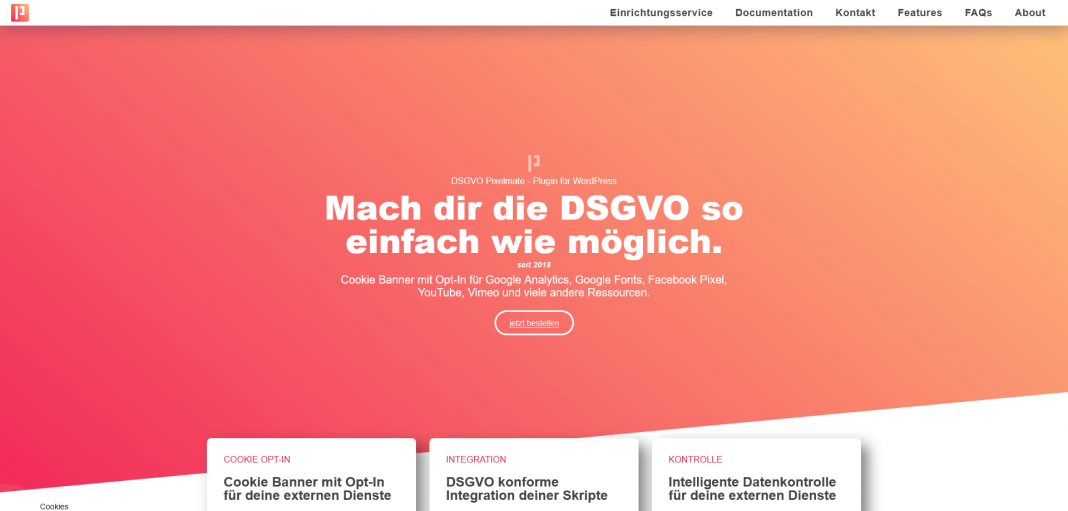DSGVO Pixelmate Website Screenshot