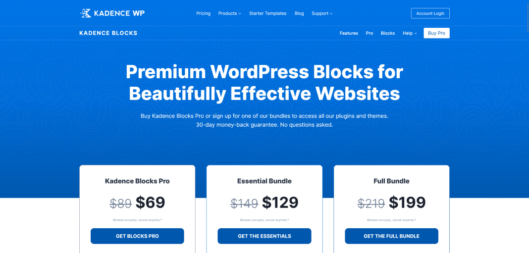 Kadence Blocks für WordPress - Preise
